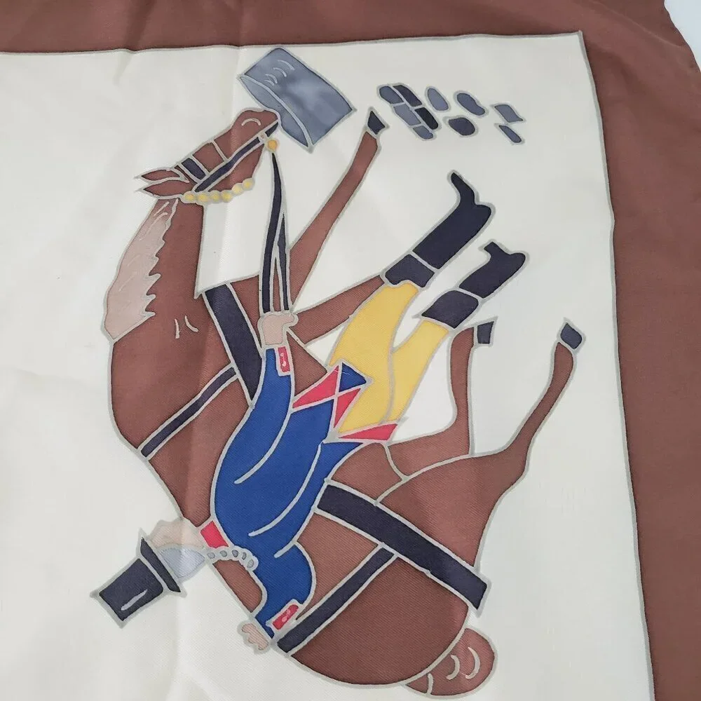 Mona Delza Paris Scarf Equestrian Horse Carriage Lightweight Square 31 Inch